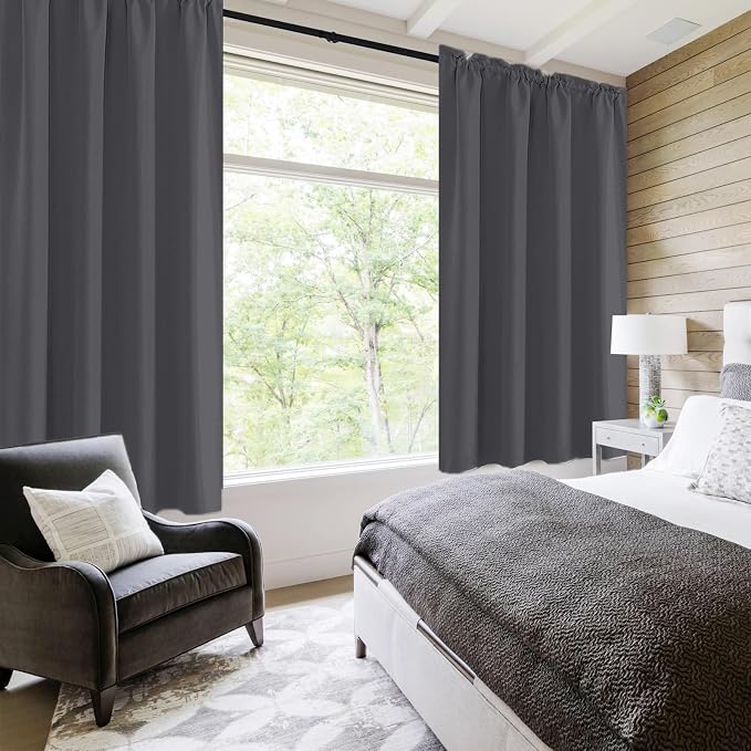 DWCN Short Blackout Curtains 36 inches Length 2 Panels Set, Half Window Rod - Image 7