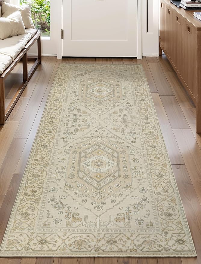 SERISSA Boho Washable Runner Rug, 2x5 Non-Slip Kitchen Runner Rug Vintage Beige - Image 6