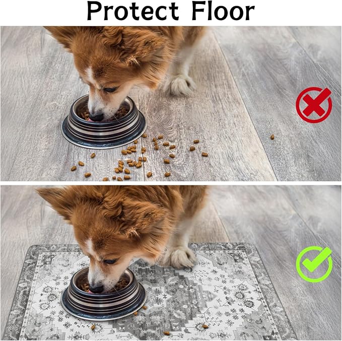Pet Food Mats for Floor, Absorbent Dog Mat for Food and Water Dispenser Mat - Image 3