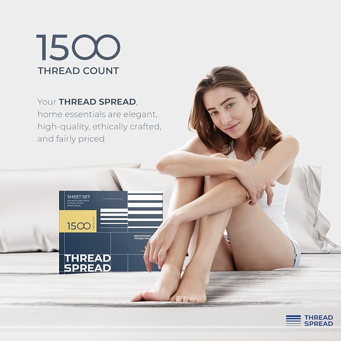 THREAD SPREAD 100% Egyptian Cotton Split King Sheets Sets - Image 8
