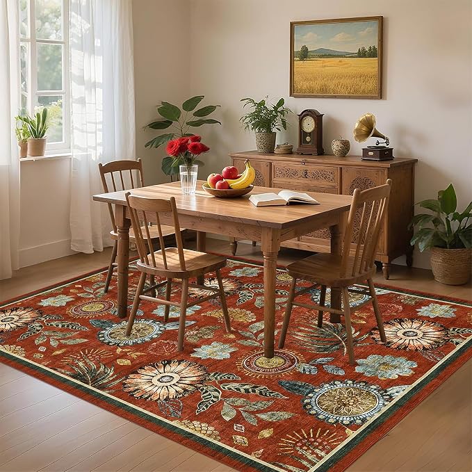 GarveeHome 5x7 Floral Washable Area Rug: Large Living Room Area Rug - Image 2