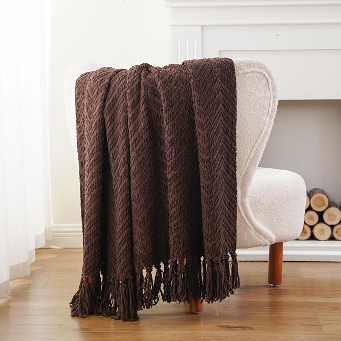 BATTILO HOME Dark Brown Throw Blanket - Image 6