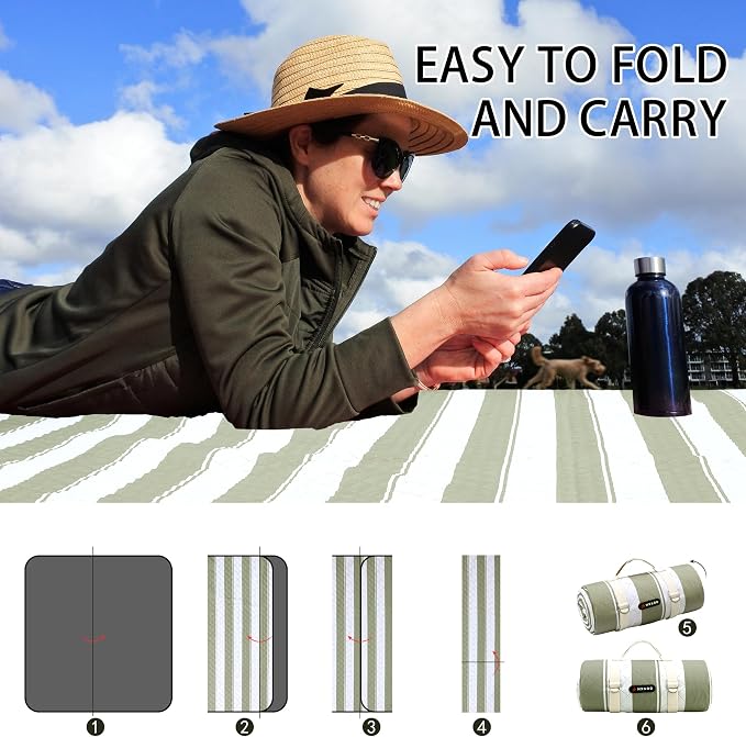 HX&OD Outdoor Picnic Blanket Extra Large, 80”x60” Waterproof Picnic Mat - Image 7