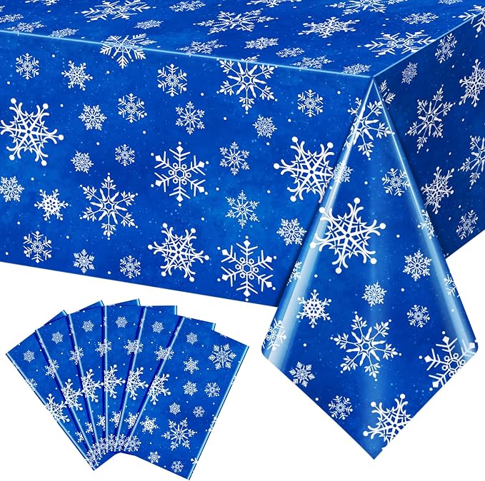 Jectivs 6 Pieces Christmas Snowflake Plastic Party Tablecloth Decorations by JectivsPartyDecorations