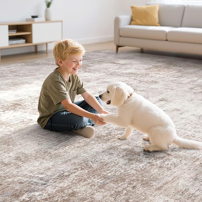 Washable 7x9 Area Rug: Modern Abstract Soft Non-Slip Indoor Rugs Home Decor - Image 5