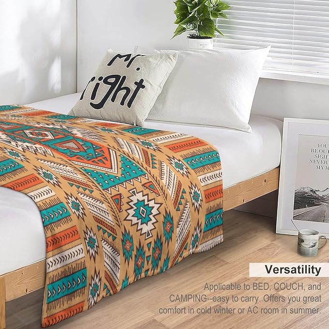 Aztec Throw Blanket, Tribal Navajo Print Native Blanket - Image 5