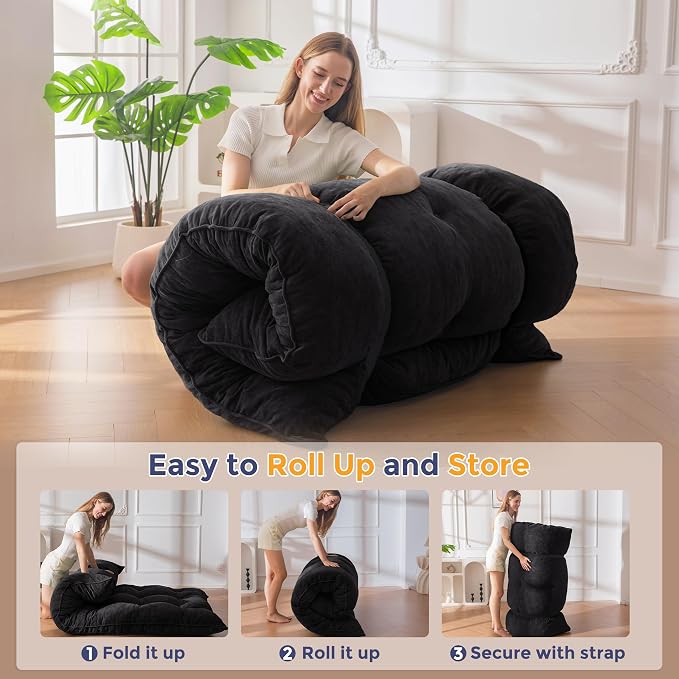 MAXYOYO Japanese Floor Mattress Full Size, Thick Chenille Tatami Mat Sleeping - Image 3