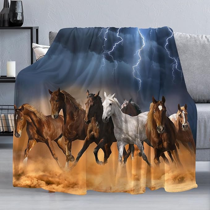 Lightning & Horse Throw Blanket by Dtccet