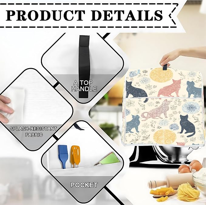Mixer Dust Cover for 6-8 Qt Stand Mixer, Cloth Cover - Image 3