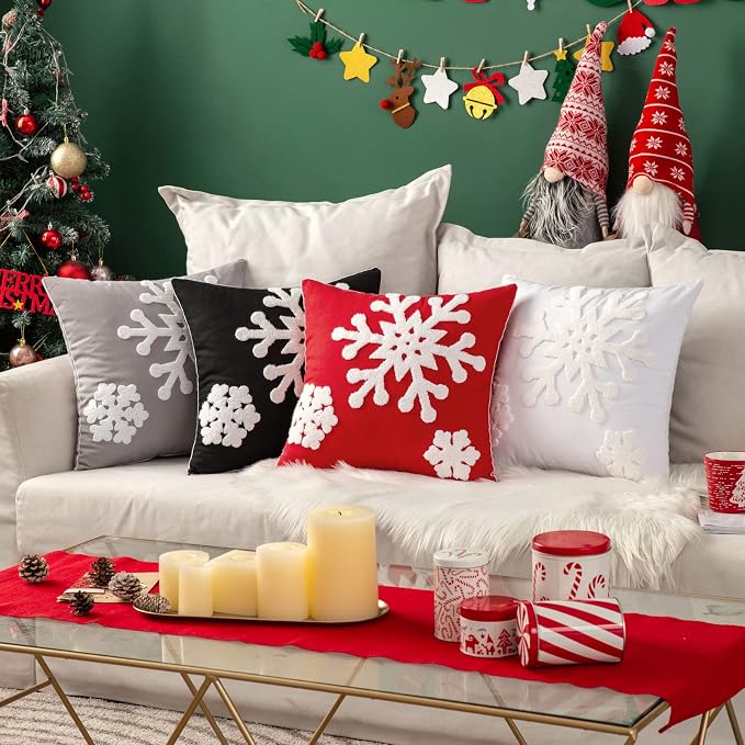MIULEE Pack of 2 Christmas Decorative Snowflake Throw Pillow Covers Canvas - Image 4