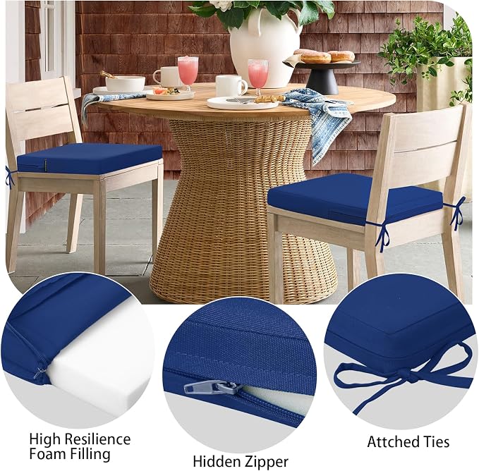 idee-home Outdoor Chair Cushions Set of 4, Dining Chair Pads - Image 3