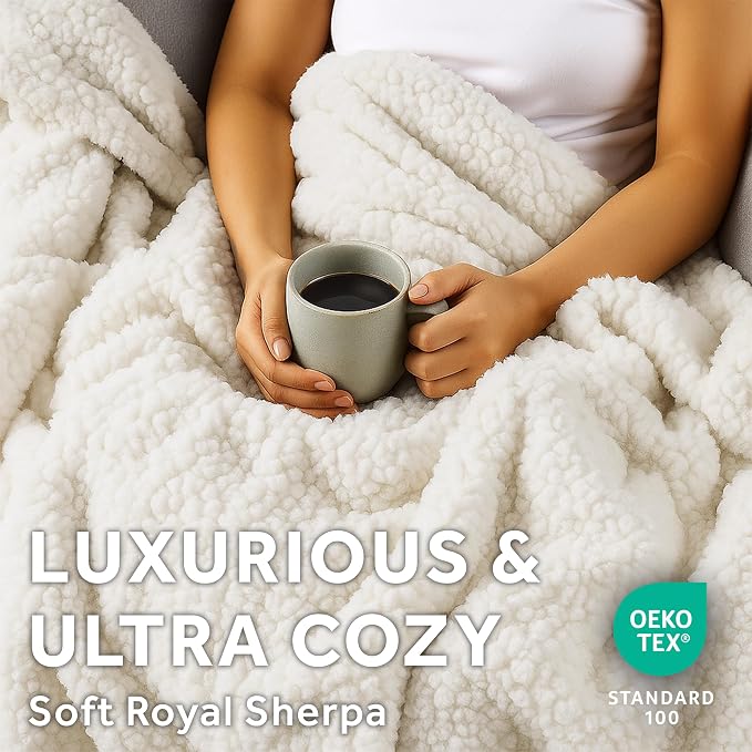 Sunbeam Royal Sherpa Foot Pocket Heated Throw Electric Blanket, 4 Heat Settings - Image 4