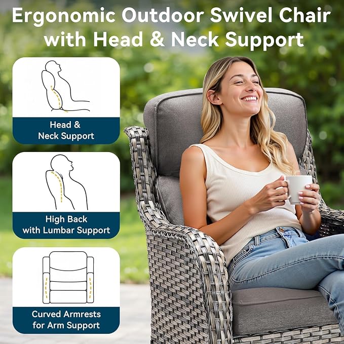 Outdoor Chair Cushions Set of 2-22 x 25 Inch Fade Resistant Patio Chair - Image 8