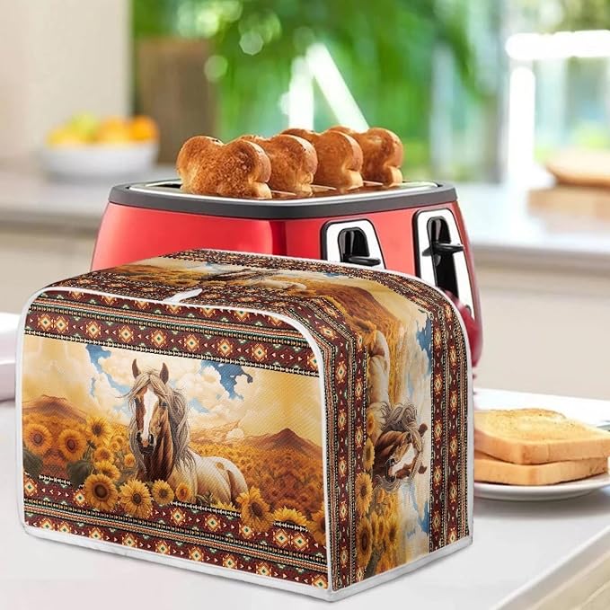 Aztec Horse Sunflower Printed Oven Cover Toaster Cover - Image 4