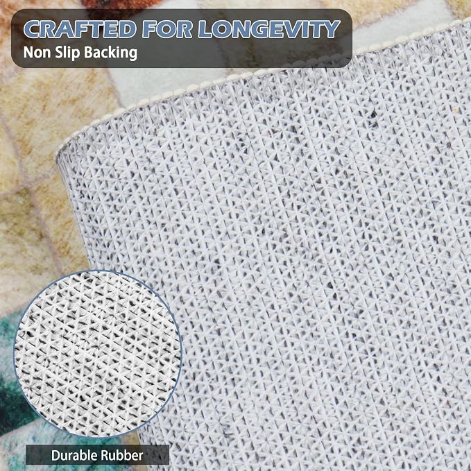 Runner Rug Washable 4x48 FT, Non Slip Rubber Backing Abstract Carpet, Soft Area - Image 4