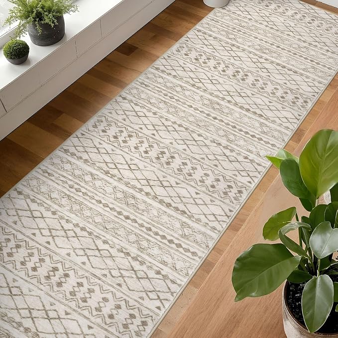 KUTA Boho Runners for Hallways 2.6x14 ft Moroccan Beige Washable Long Hall - Image 3