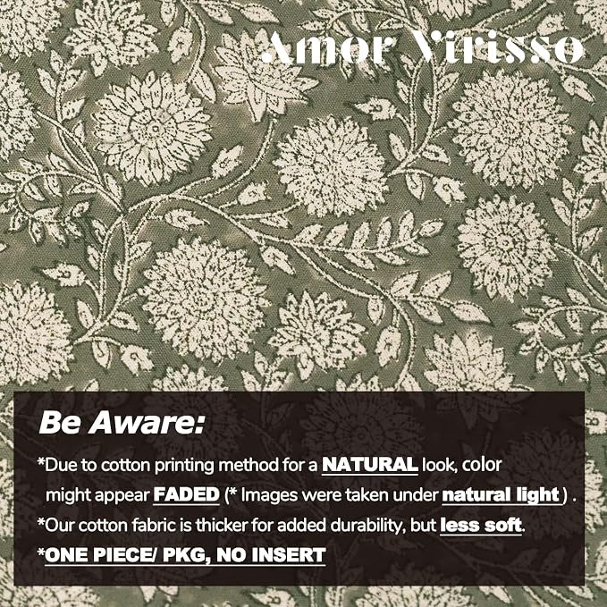Amor Virisso Floral Pillow Covers 20x20 Throw Pillow Covers Vintage Block Print - Image 3