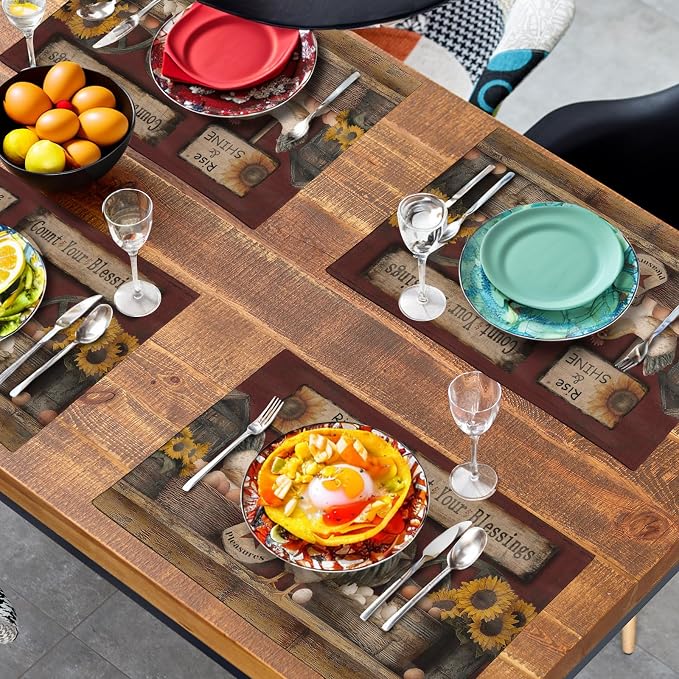 Farmhouse Rooster Placemats Set of 4 Farm Animal Chicken Place Mats 12x18 Inch - Image 7