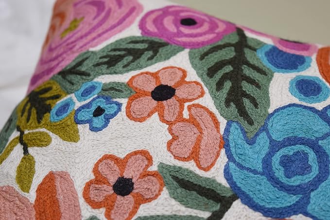 Roses Floral Pillow Cover Flower Farmhouse Chair Cushion Suzani Flowers - Image 5