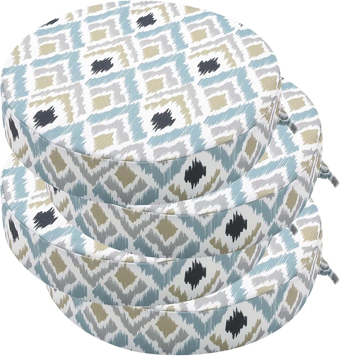 idee-home Outdoor Bistro Chair Cushions, 15”x15”x 3” Thick Outdoor Round Seat by idee-home
