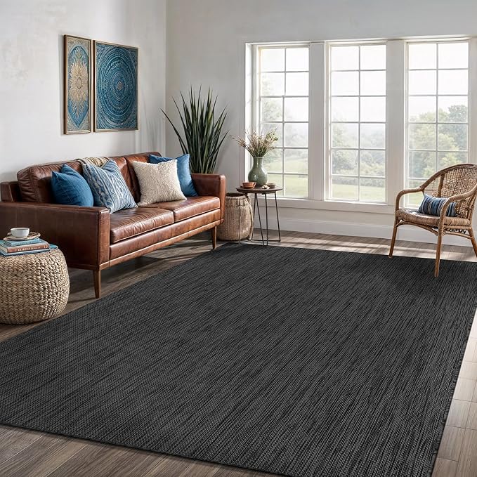 Washable Indoor Outdoor Rug 8x10 Weather Resistant Area Rugs Modern Solid - Image 4