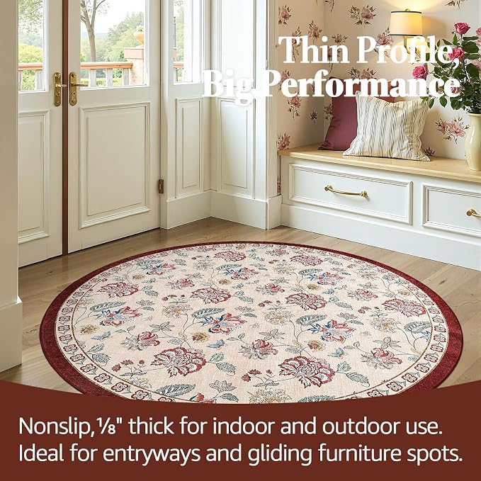 jinchan Elora 5ft Floral Round Rug - Image 5
