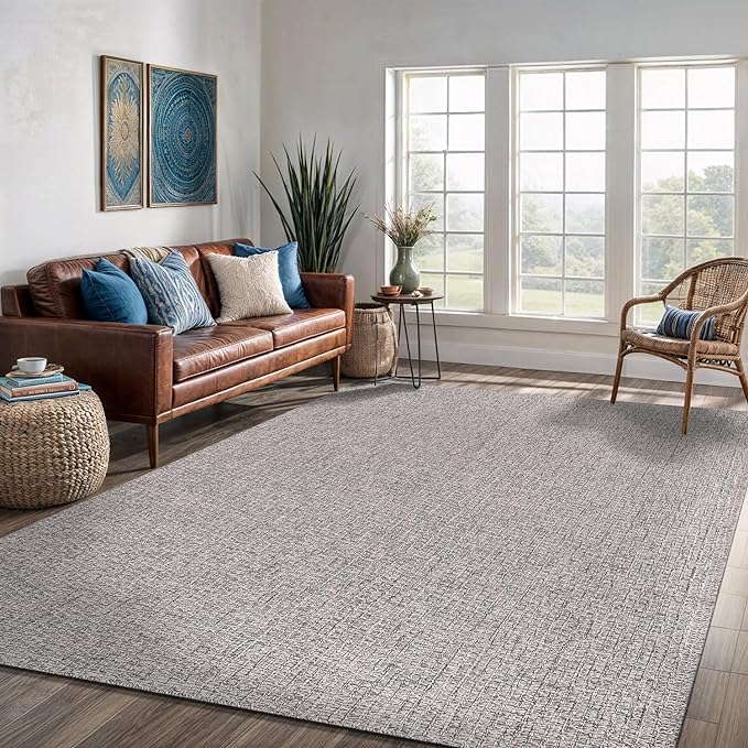 Easy Jute Rug 6x9 Indoor Outdoor Natural Rugs Solid Fiber Rug Woven Area Rug by LenaRug