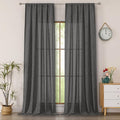 Simplebrand Grey Faux Linen Textured Semi Sheer Curtains 108 Inches Long 2 by Simplebrand