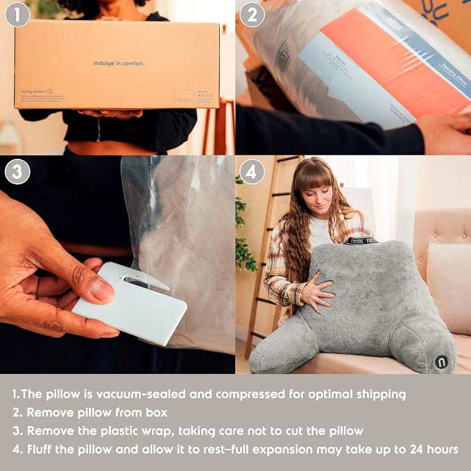 Nestl Fur Reading Pillow with Shredded Memory Foam, Stylish Back Pillow - Image 8