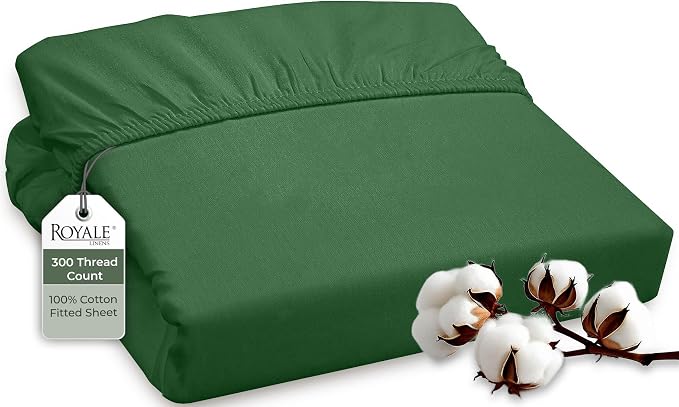 ROYALE LINENS 300 Thread Count 100% Long Staple Combed Cotton Fitted Sheet Queen by ROYALELINENS