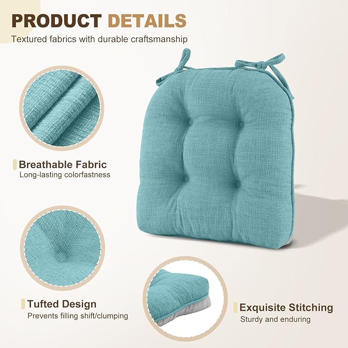 downluxe Indoor Chair Cushions for Dining Chairs, Tufted Overstuffed Textured - Image 5