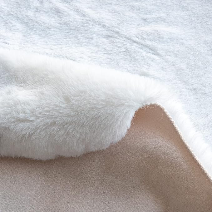 White Faux Bunny Fluffy Fur Rug Washable Area Rugs - Image 6
