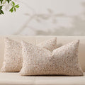 Decorative Couch Throw Pillow Covers 12x20 Set of 2 Beige Striped Soft Wool by Allorry