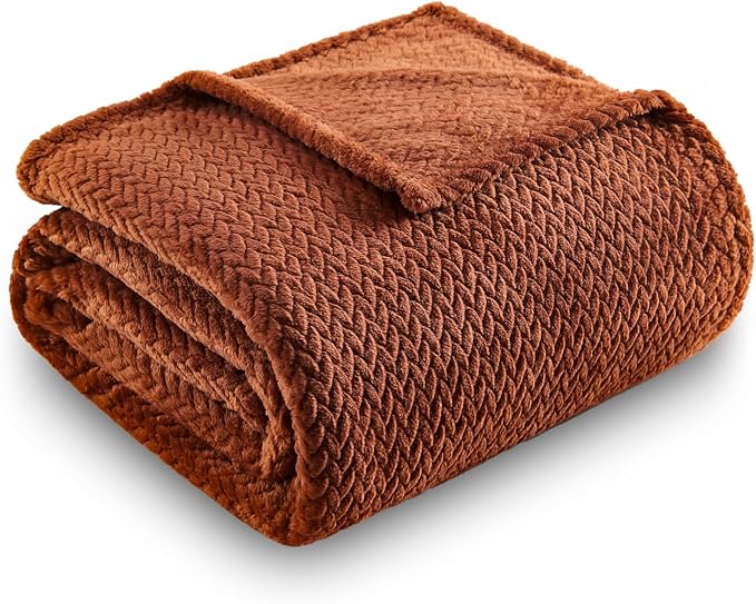 NEWCOSPLAY Super Soft Twin Blanket Coffee Premium Silky Flannel Fleece Leaves - Image 9