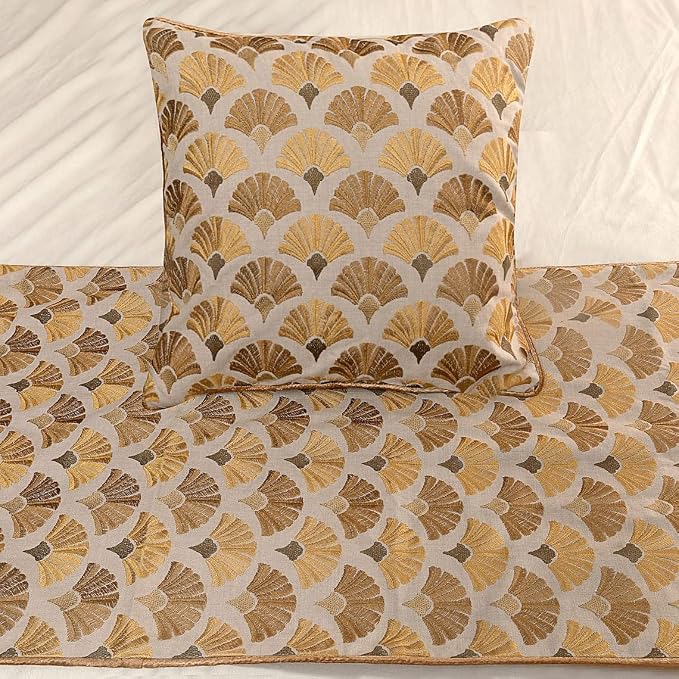 The HomeCentric King Queen Twin Beige & Yellow Gold Handmade King 90"x18" Bed - Image 5
