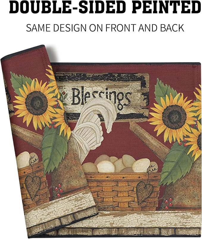Giwawa Vintage Rooster Placemats Set of 4 Farmhouse Chicken Linen Table Mat - Image 5