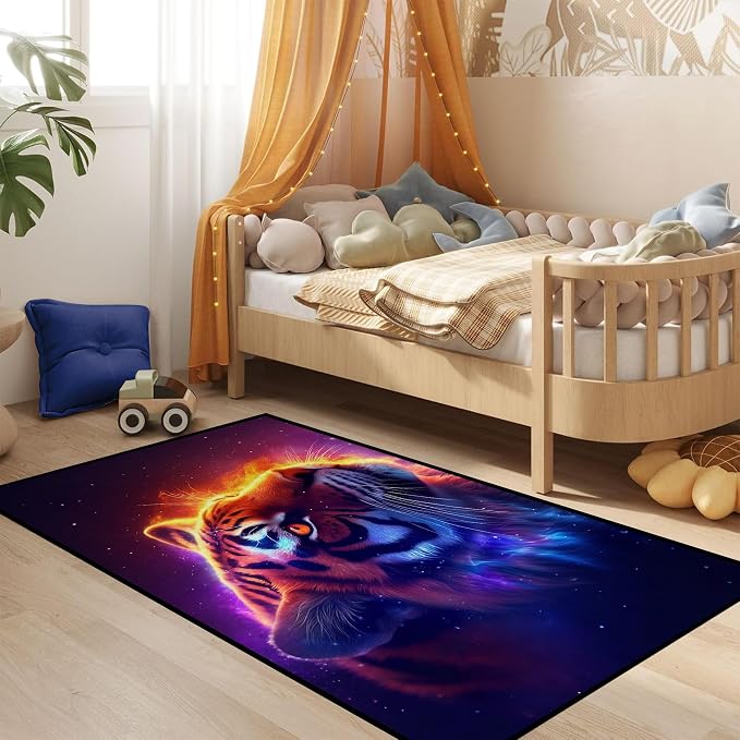 Galaxy Tiger Rug 3D Fierce Tigers Area Rugs - Image 3