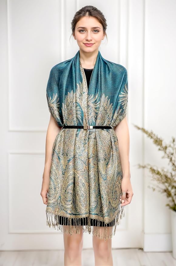 Achillea Big Paisley Pashmina Shawl Wrap - Image 3
