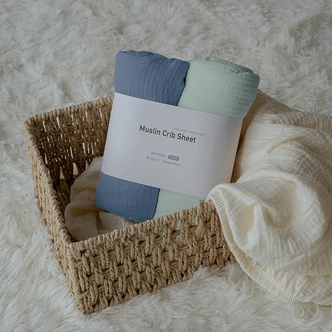 Muslin Mini Crib Sheets, 2 Pack - Image 7