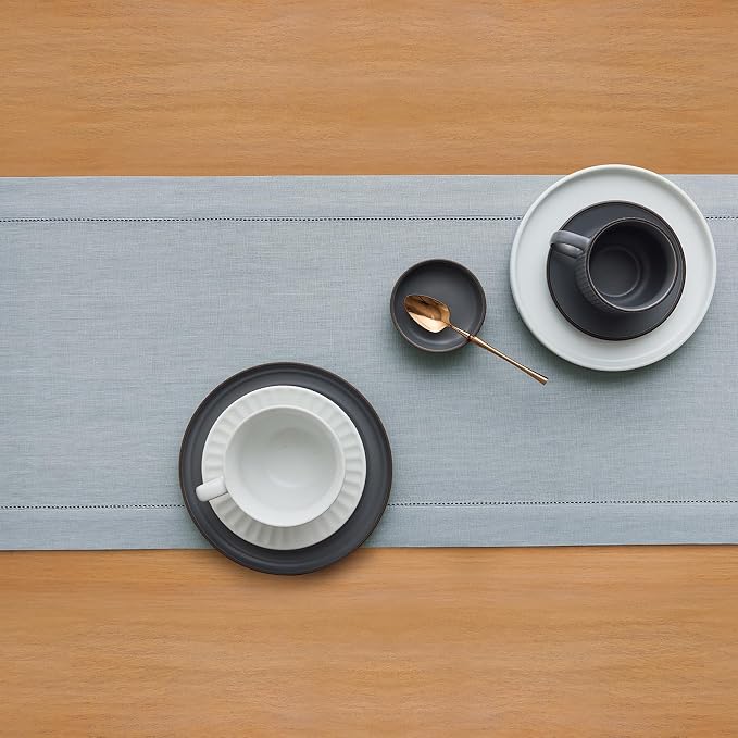 Solino Home Linen Dusty Blue Table Runner 48 Inches - Image 3
