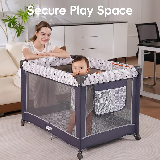 Pamo Babe Pack and Play with Bassinet, Portable Playard - Image 2