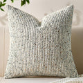 Decorative Couch Throw Pillow Covers 26x26 Cream Gray Striped Soft Wool Pillow by Allorry