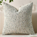 Decorative Couch Throw Pillow Covers 16x16 Cream Gray Striped Soft Wool Pillow by Allorry