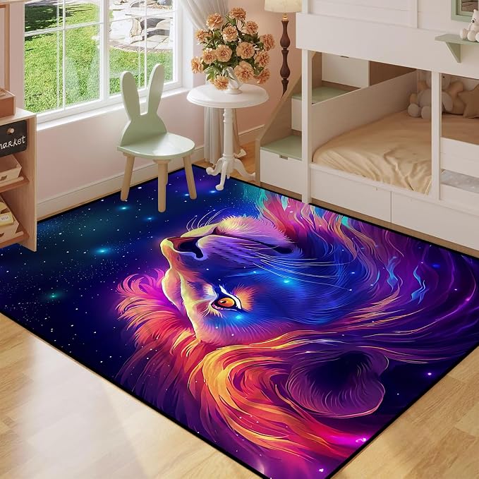 Galaxy Lion Rug Large 3D Fierce Lions Area Rugs - Image 6