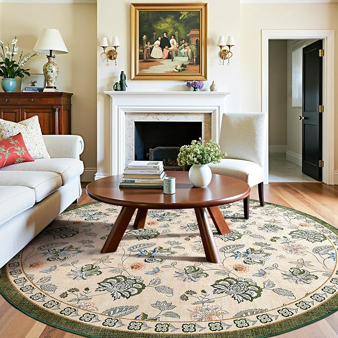 jinchan Elora 8ft Floral Round Rug - Image 5