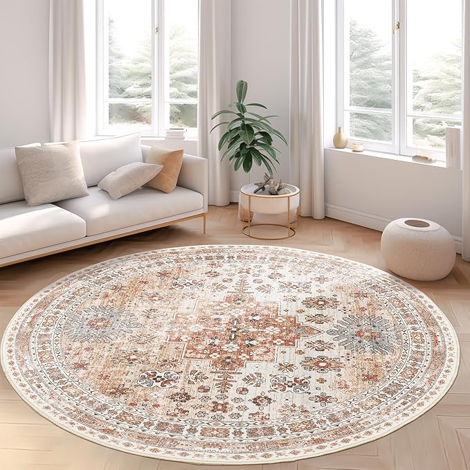 zesthome 8ft Round Rugs for Living Room, Non-Slip Washable Round Area Rugs - Image 3
