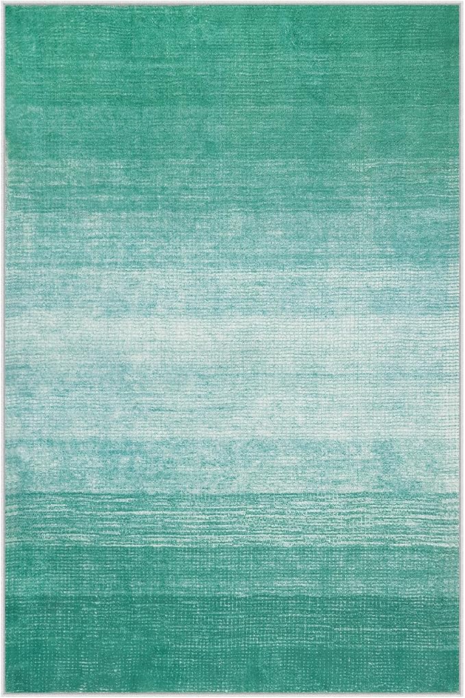 Wonnitar Modern Ombre 4x6 Area Rug, Washable Teal Kids Rug Non-Shedding - Image 9