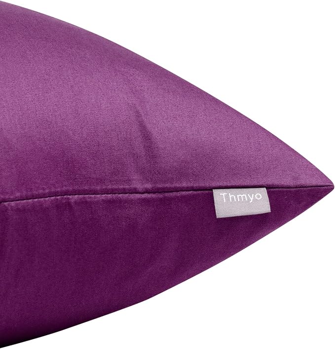 4-Pack 100% Cotton Comfortable Solid Decorative Throw Pillow Case, Thmyo Square - Image 8