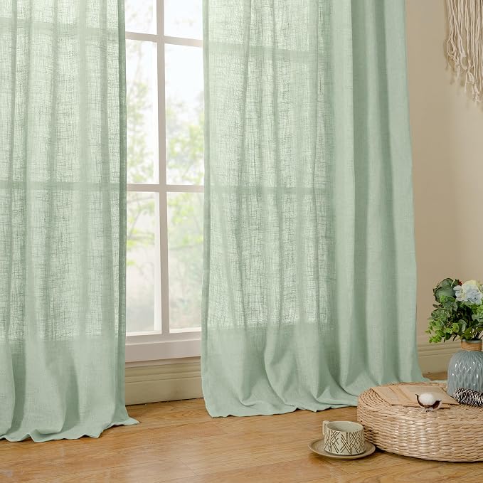 LAMIT Fresh Green Linen Curtains - Image 9