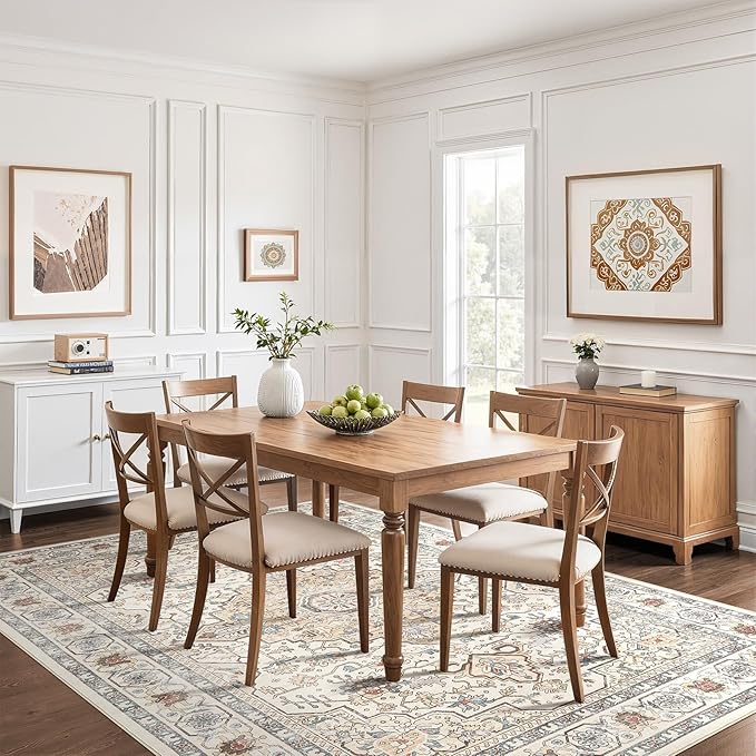 10x12 Area Rug Living Room: Washable Boho Large Neutral Vintage Soft Rugs Stain - Image 6